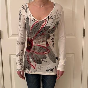 Desigual Heart embellished long sleeve t-shirt